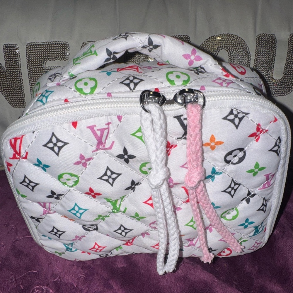 Multicolor Designer Quilted Cosmetic Bag